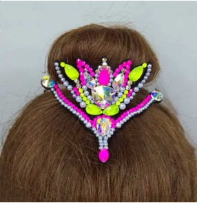 Rhinestone rhythmic gymnastics cheerleading competition bling headdress for girls kids sparkle crown figure skating competition head flowers for kids